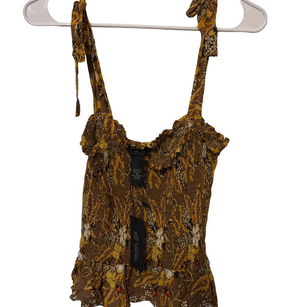 Rachel Zoe Brown Ruffled Tie Front Camisole